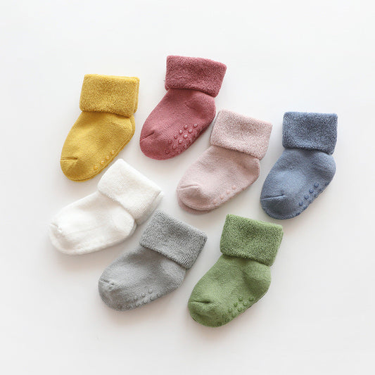 Newborn Baby Socks Terry Anti Slip Socks for Baby Winter Warm Thick