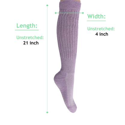 Lilac Slouchy Scrunch Socks for Women Knee High Shoe Size 5 to 10