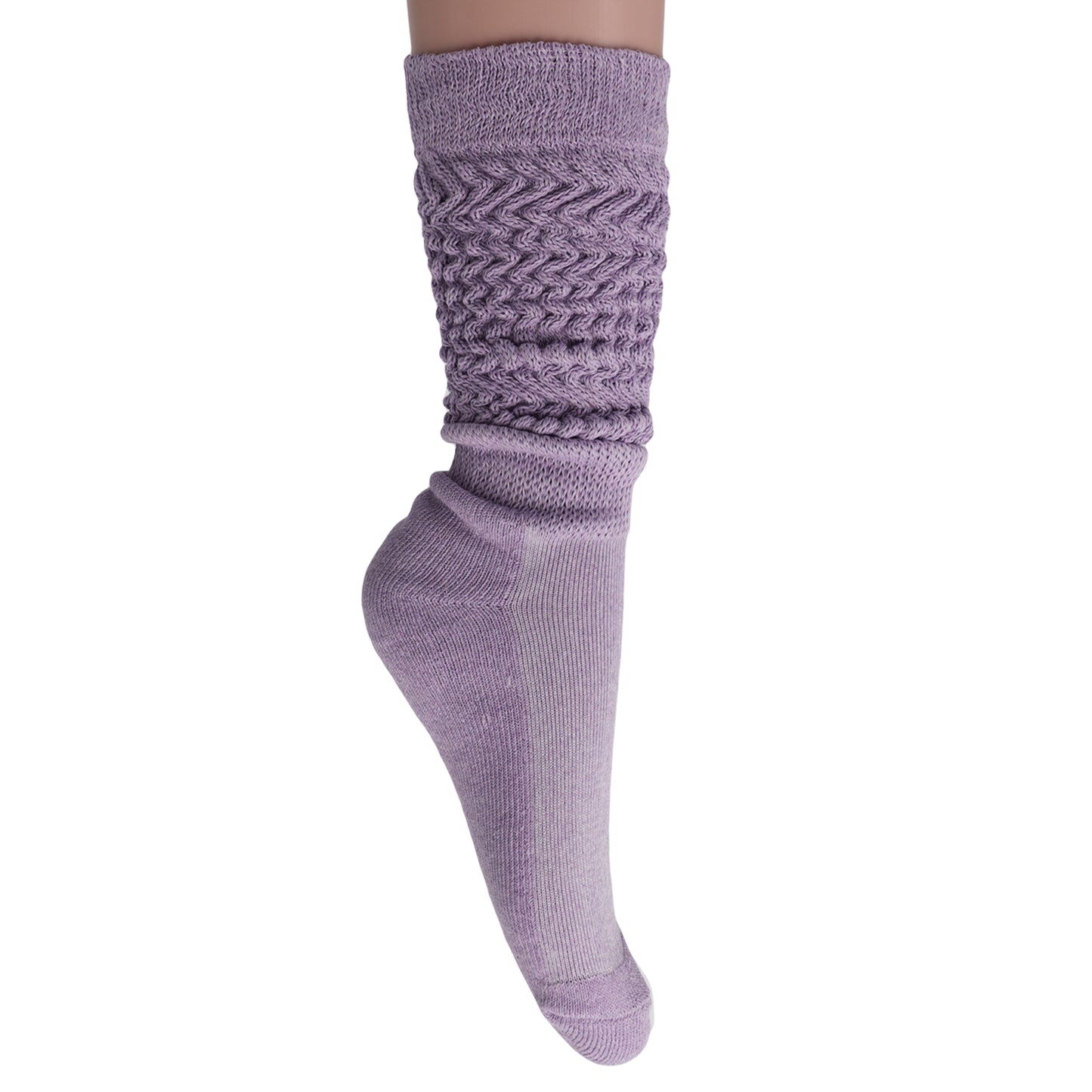 Lilac Slouchy Scrunch Socks for Women Knee High Shoe Size 5 to 10