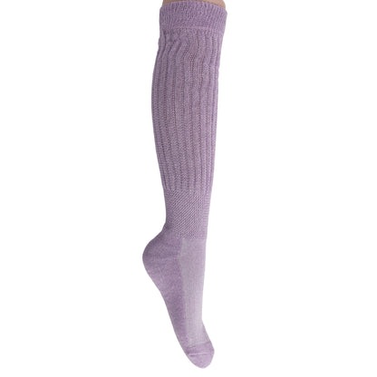 Lilac Slouchy Scrunch Socks for Women Knee High Shoe Size 5 to 10